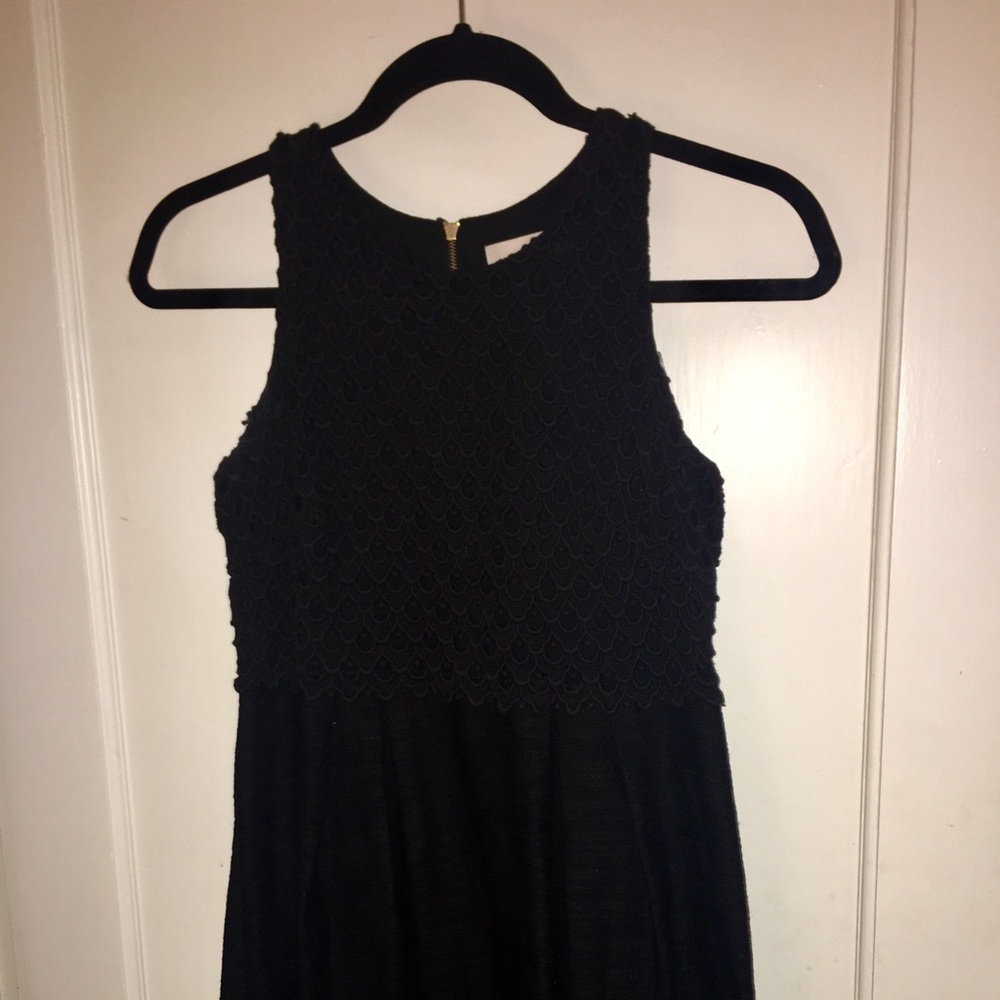 LOFT little black dress w/ textured scalloped top